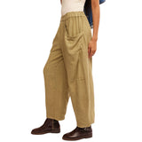 Free People High Road Solid Pull-On Barrel Trousers In Python