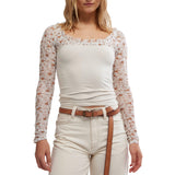 Free People Josie Long-Sleeve Top In Ivory Combo