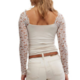 Free People Josie Long-Sleeve Top In Ivory Combo