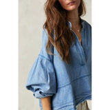 Free People Jude Denim Pullover in Vintage Indigo