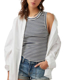 Free People Kate Stripe Tee Navy Combo