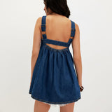 Free People Katie Denim Tunic In Deep Wash