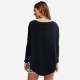 Free People Latte Blues Thermal Solid Top In Black