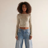 Free People Leading the Way Long Sleeve In Silver