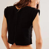 Free People Lola Top In Black Tan Combo