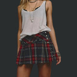 Free People London Calling Mini Kilt In Dark Combo
