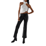 Free People Love Language Low Rise Slim Leather Look Pants In Black