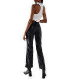 Free People Love Language Low Rise Slim Leather Look Pants In Black