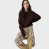 Free People Low Tide Knit Pullover In Chocolate