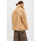 Free People Mari Reversible Coat In Tan Cream Combo