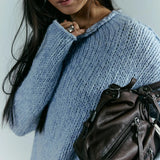 Free People Opal Rollneck Knit Jumper in Blue