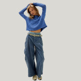 Free People Opal Rollneck Knit Sweater In Pery Blue