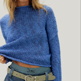 Free People Opal Rollneck Knit Sweater In Pery Blue