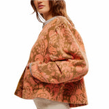 Free People Printed Drifter Sweatshirt In Orange/ Khaki Combo