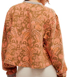 Free People Printed Drifter Sweatshirt In Orange/ Khaki Combo