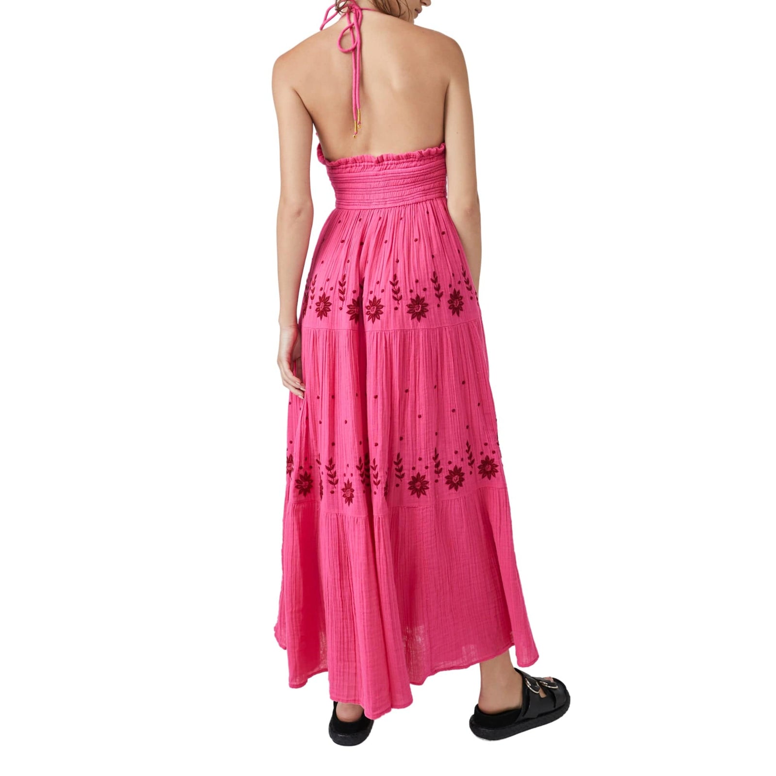 Free People Real Love Embroidered Maxi in Pink