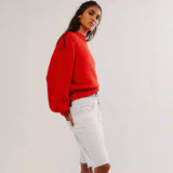 Free People Riley Pullover In Fiery Red