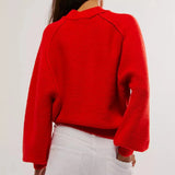Free People Riley Pullover In Fiery Red