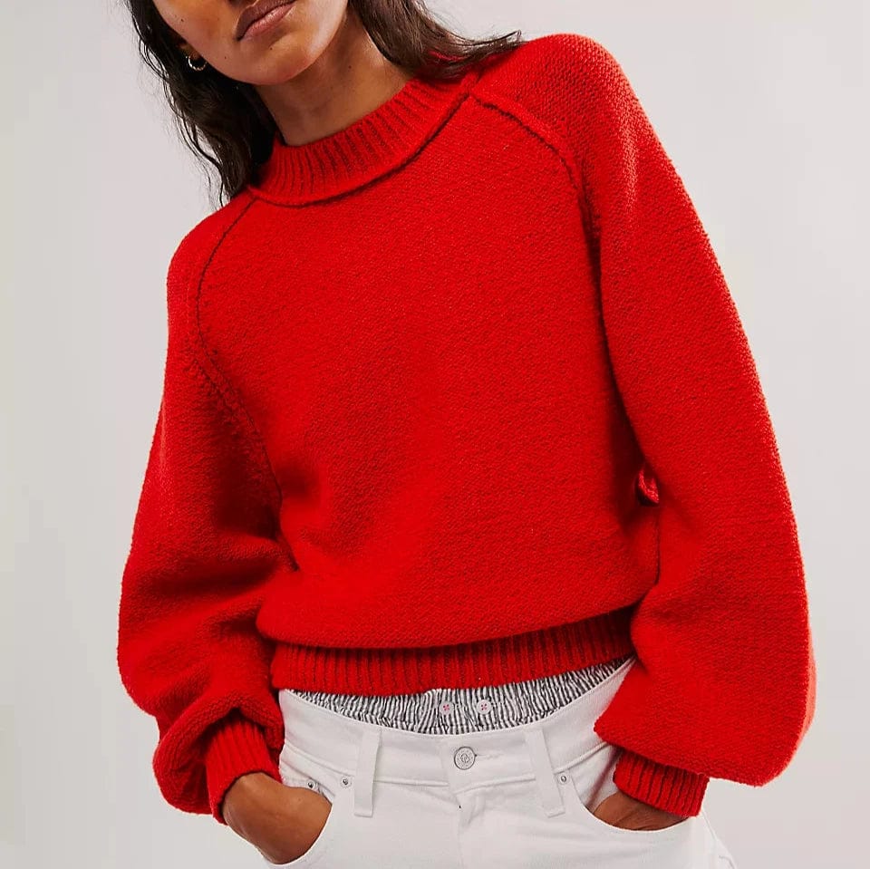Red free people sweater 2025