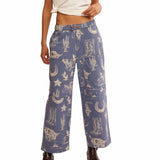 Free People Seaside Pull-On Trousers In Indigo Combo