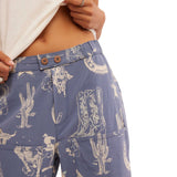 Free People Seaside Pull-On Trousers In Indigo Combo
