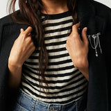Free People Slinky Baby Tee Black