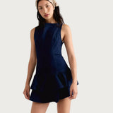 Free People Slow Burn Denim Mini Dress In Ultramarina wash