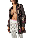 Free People Smell The Roses Mini Dress in Black Combo