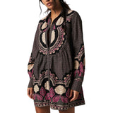Free People Smell The Roses Mini Dress in Black Combo