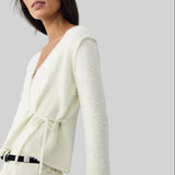 Free People Snowfall Wrap Sweater In Snow Mint Combo