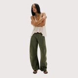 Free People Spotlight Washed Barrel Chino Trousers In Dusty Olive