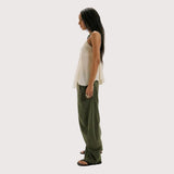 Free People Spotlight Washed Barrel Chino Trousers In Dusty Olive