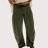 Free People Spotlight Washed Barrel Chino Trousers In Dusty Olive