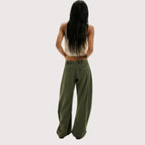 Free People Spotlight Washed Barrel Chino Trousers In Dusty Olive
