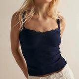 Free People Spring Fever Cami Top in Navy