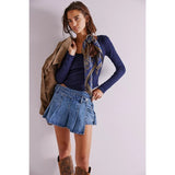 Free People Stephie Denim Skort In Bella Blue