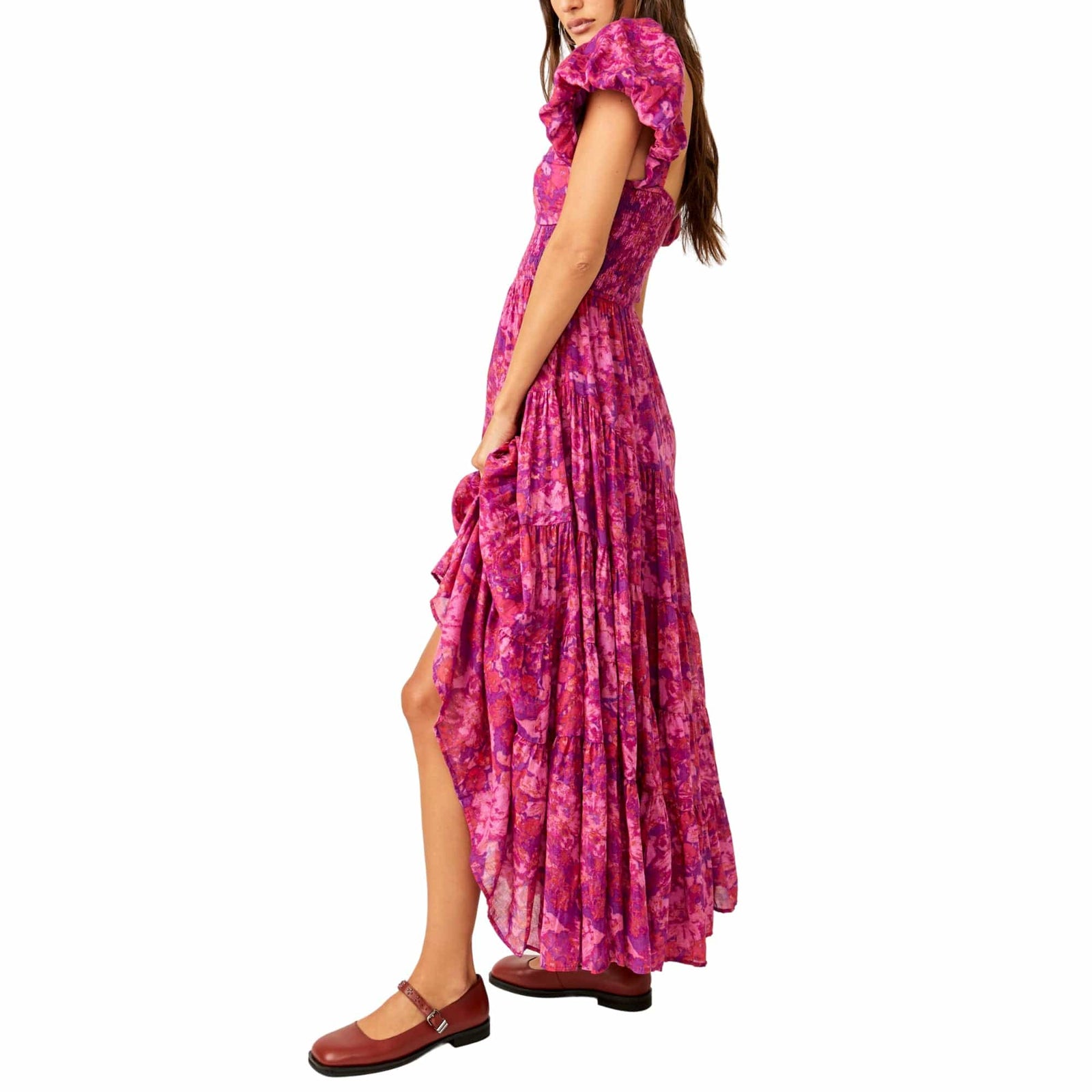 free people short sleeve sundrenched maxi dress Free People Sundrenched Short-Sleeve Maxi Dress in Magenta
