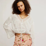 Free People Sweet Love Blouse in Egret