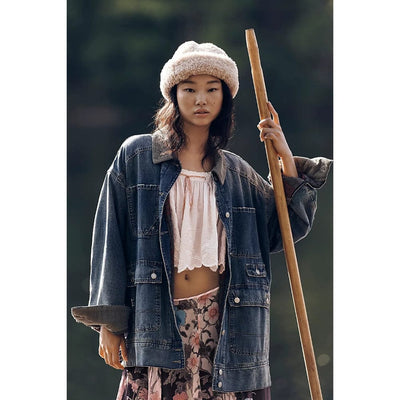 Free People Sweet Talk Denim Barn Coat