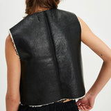 Free People Travelers Leather Vest In Black