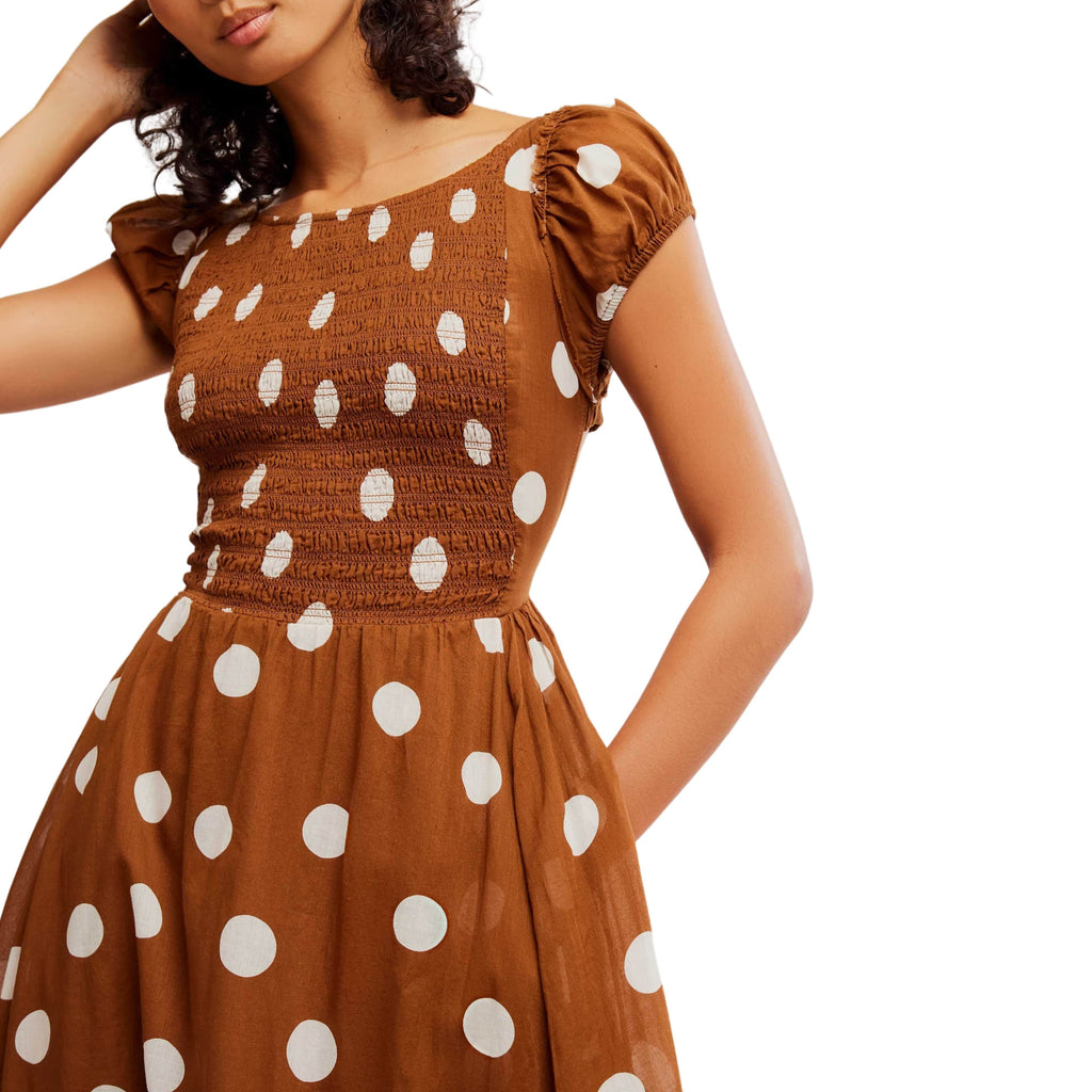 free people brown polka dot dress Free people Annabelle mini dress S (4-6)
