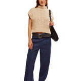 Free People Vickie Mock Neck Sweater In Macadamia