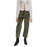 Free People We The Free Deep Trance Dropped Corduroy Jeans in Keepsake Clover Green