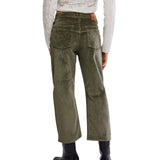 Free People We The Free Deep Trance Dropped Corduroy Jeans in Keepsake Clover Green
