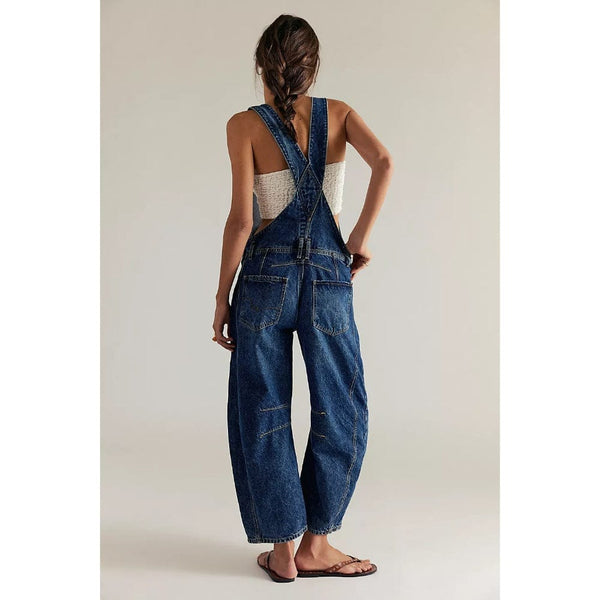Free People  We The Free Good Luck Barrel Overalls In Deep End