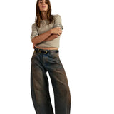 Free People We The Free Good Luck Mid-Rise Barrel Jeans In Lost In The Desert