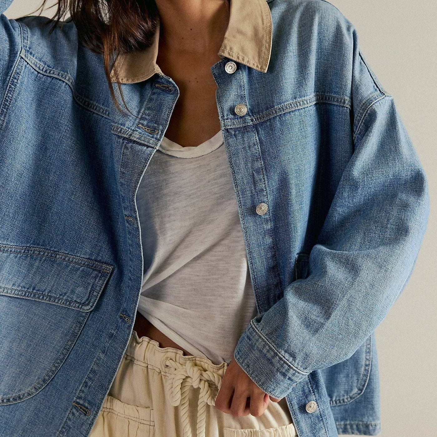 Free People We The Free Lemon Denim Jacket in Blue