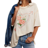 Free People We The Free Love Rose Tee In Ivory Combo