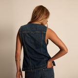 Free People We The Free Maris Denim Vest In Wall Flower