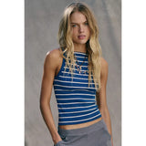 Free People We The Free Mia Striped Tank In Navy Stripe